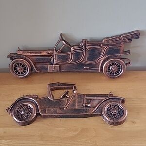 COPPERCRAFT GUILD DART INDUSTRIES Vintage 70s Car 3D Wall Art, Set of 2